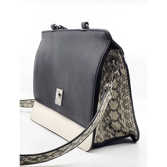 NWOT Alfani Black Circle Lock Flap Satchel $99.50
